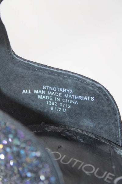 Boutique 9 Womens Crystal Platform Glitter Ankle Strap Sandals Black Size 8.5