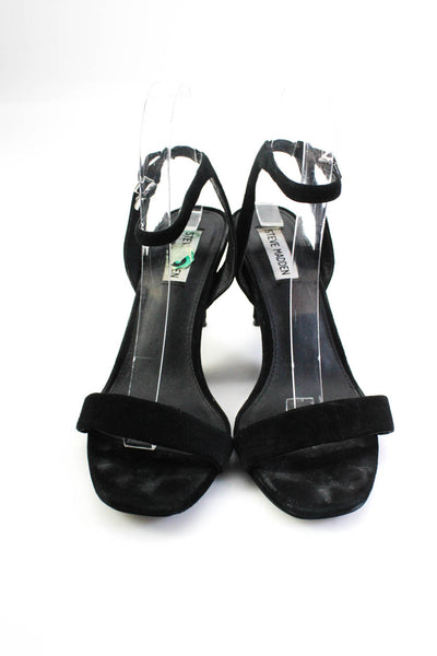 Steve Madden Womens Stiletto PVC Ankle Strap Sandals Black Suede Size 8 Lot 2