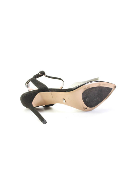 Tony Bianco Womens Stiletto PVC Ankle Strap Sandals Black Suede Size 8