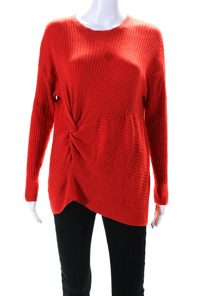 Something Navy Womens Tight-Knit Long Sleeve Knotted Front Knit Top Red Size XS