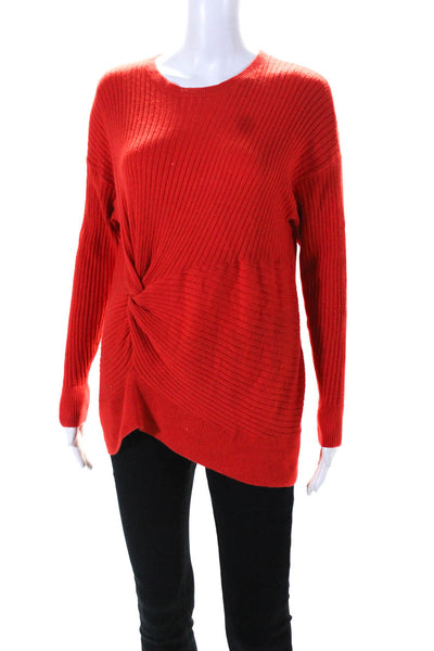 Something Navy Womens Tight-Knit Long Sleeve Knotted Front Knit Top Red Size XS