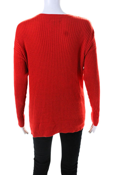 Something Navy Womens Tight-Knit Long Sleeve Knotted Front Knit Top Red Size XS