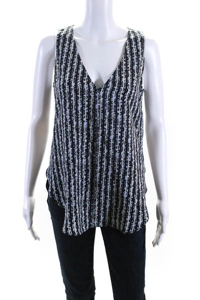 Derek Lam 10 Crosby Womens Sil V Neck Striped Tank Blouse Blue Size 6