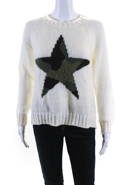 Wooden Ships Womens Long Sleeve Camouflage Star Crewneck Sweater White Size XS