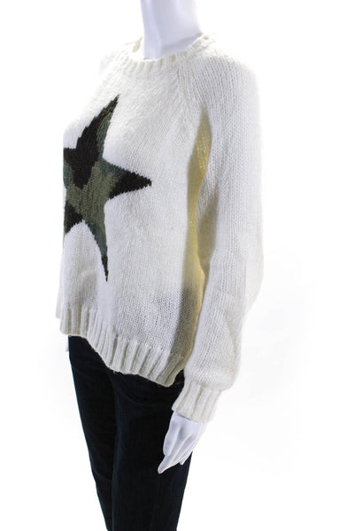 Wooden Ships Womens Long Sleeve Camouflage Star Crewneck Sweater White Size XS