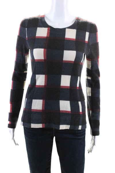 Scoop NYC Womens Cashmere Long Sleeve Plaid Knit Blouse Red Size P