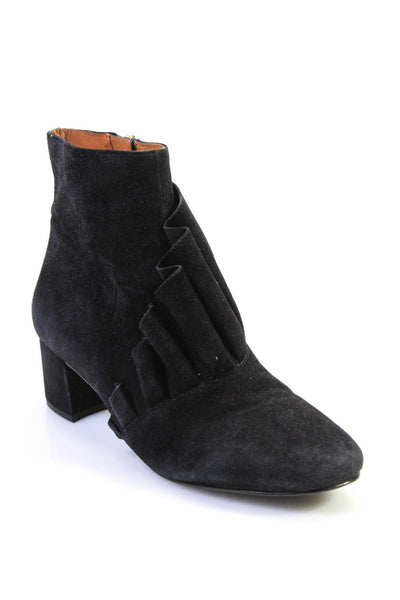 & Other Stories Womens Suede Ruffled Front Ankle Boots Black Size 41 11