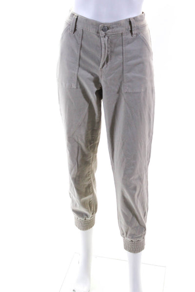 J Brand Womens Cotton Buttoned Ruched Zipped Jogger Pants Beige Size EUR27