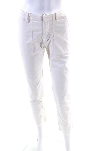 Nili Lotan Womens Cotton Zipped Tapered Hook & Eye Cargo Pants White Size 4