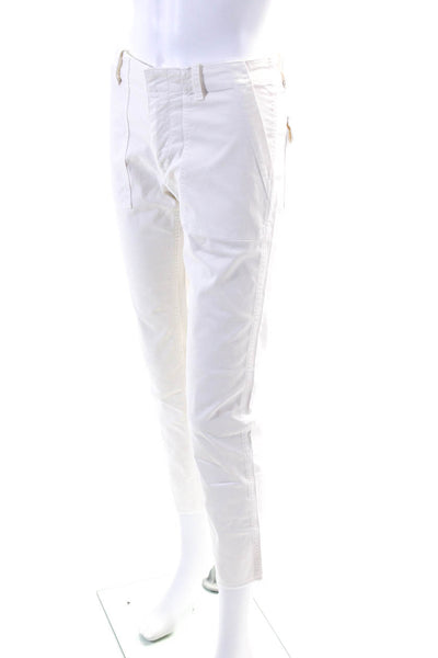 Nili Lotan Womens Cotton Zipped Tapered Hook & Eye Cargo Pants White Size 4