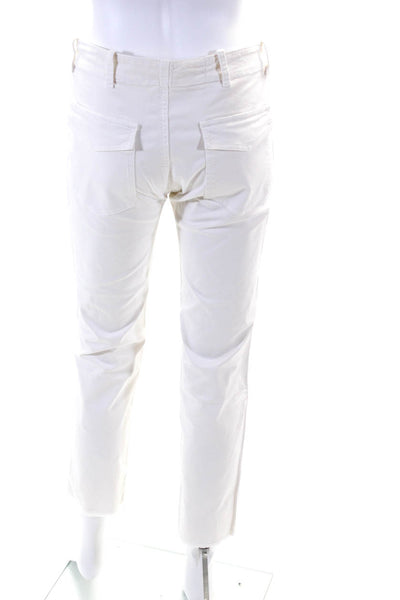 Nili Lotan Womens Cotton Zipped Tapered Hook & Eye Cargo Pants White Size 4