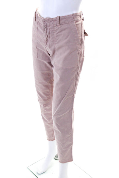Nili Lotan Womens Cotton Hook & Eye Zipped Skinny Leg Cargo Pants Pink Size 4