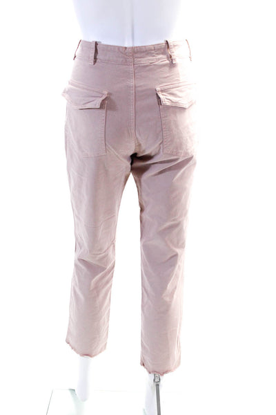 Nili Lotan Womens Cotton Hook & Eye Zipped Skinny Leg Cargo Pants Pink Size 4