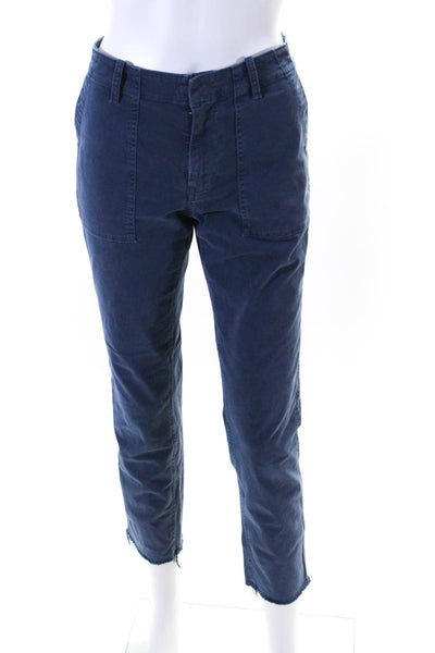 Nili Lotan Womens Cotton Zipped Hook & Eye Tapered Cargo Pants Blue Size 4