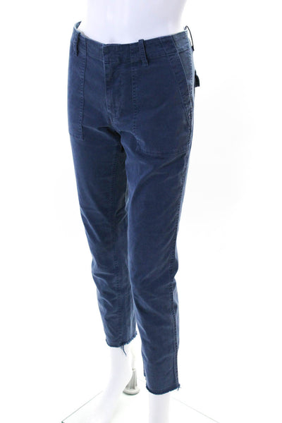 Nili Lotan Womens Cotton Zipped Hook & Eye Tapered Cargo Pants Blue Size 4