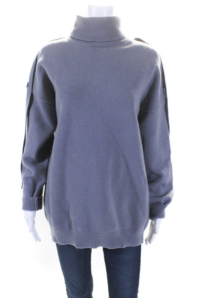 Tibi Womens Airy Shoulder Tab Turtleneck Grey Size M 14687850