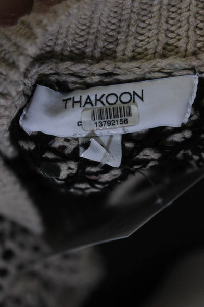 Thakoon Collective Womens Mixed Honeycomb Sweater Brown Size S 13792156