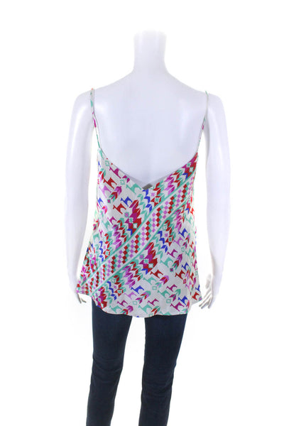 Galvan London Womens Graphic Print V-Neck Sleeveless Blouse Top White Size 0