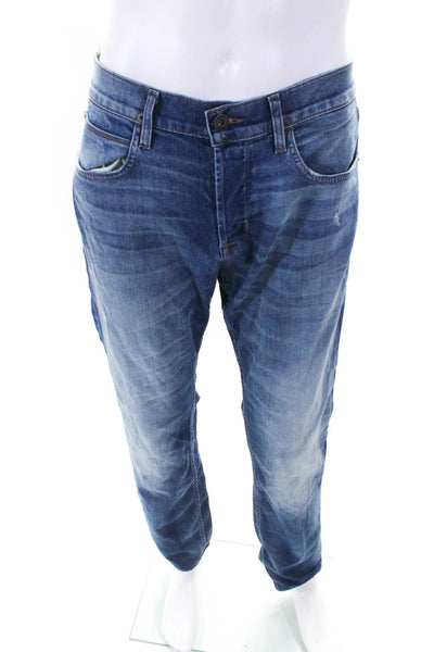 Hudson Mens Cotton Medium Washed Buttoned Straight Leg Jeans Blue Size EUR33