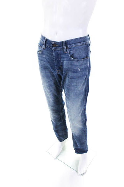 Hudson Mens Cotton Medium Washed Buttoned Straight Leg Jeans Blue Size EUR33