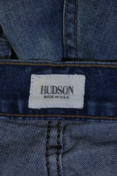 Hudson Mens Cotton Medium Washed Buttoned Straight Leg Jeans Blue Size EUR33