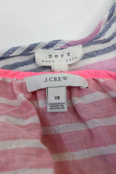 J Crew Soft Joie Womens Cotton Striped Long Sleeve Tops Pink Size XS S Lot 2