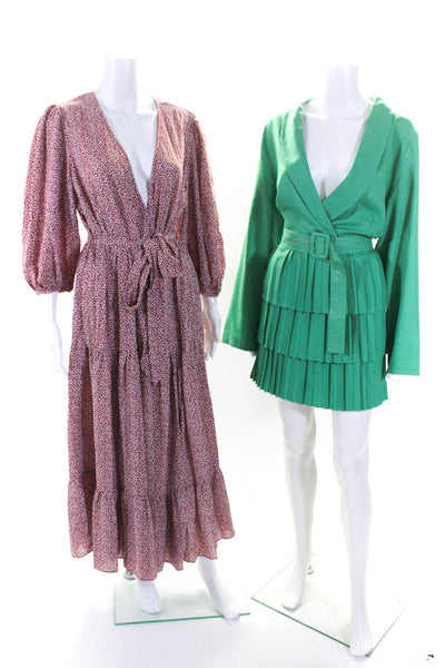 In The Style Glamorous Womens Pleated Long Sleeve Dress Green Size 20 12 Lot 2