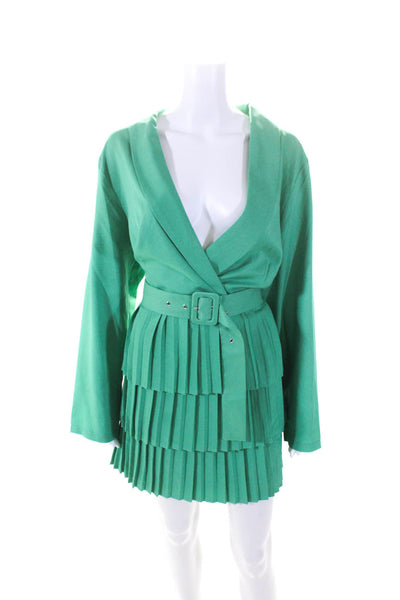 In The Style Glamorous Womens Pleated Long Sleeve Dress Green Size 20 12 Lot 2