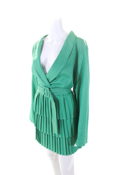 In The Style Glamorous Womens Pleated Long Sleeve Dress Green Size 20 12 Lot 2