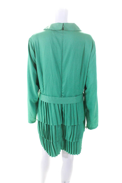 In The Style Glamorous Womens Pleated Long Sleeve Dress Green Size 20 12 Lot 2