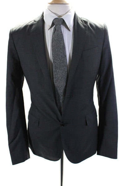 J. Lindeberg Mens Wool Textured Button Long Sleeve Collar Blazer Gray Size EUR44