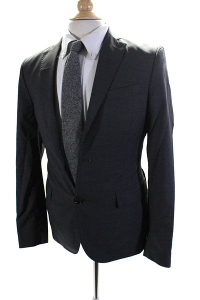 J. Lindeberg Mens Wool Textured Button Long Sleeve Collar Blazer Gray Size EUR44