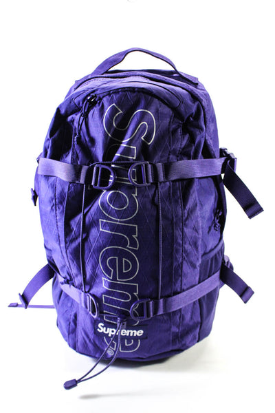 Supreme Womens Purple Strappy Logo Zip Backpack Bag Handbag