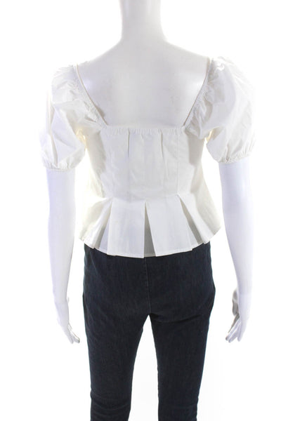 Endless Rose Womens Puff Sleeve Corset Style Button Up Blouse White Size XS