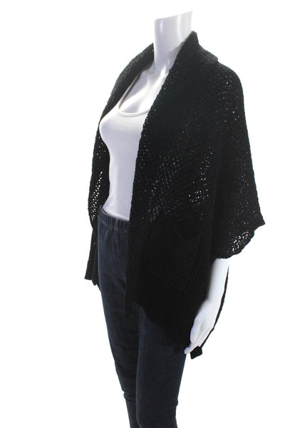 Ralph Lauren Blue Label Womens Linen Open Knit Cardigan Sweater Black Size XS