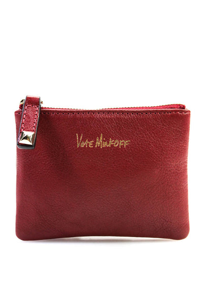 Rebecca Minkoff Womens Zip Top Leather Pouch Coin Purse Wallet Red