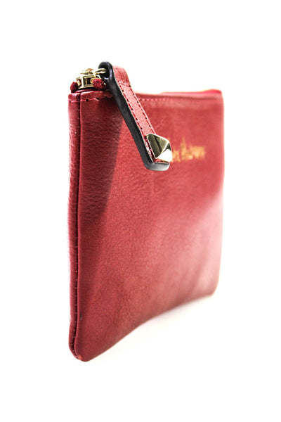 Rebecca Minkoff Womens Zip Top Leather Pouch Coin Purse Wallet Red