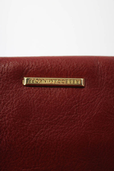 Rebecca Minkoff Womens Zip Top Leather Pouch Coin Purse Wallet Red