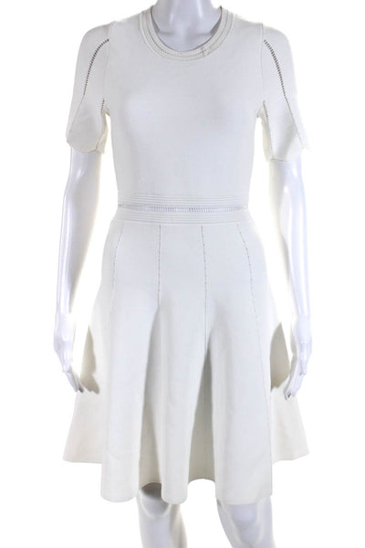 Nev & Lizzie Womens Darted Round Neck Pullover Fit & Flare Dress White Size 16