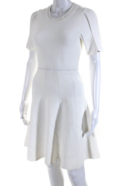 Nev & Lizzie Womens Darted Round Neck Pullover Fit & Flare Dress White Size 16