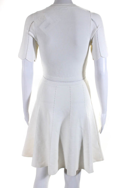 Nev & Lizzie Womens Darted Round Neck Pullover Fit & Flare Dress White Size 16