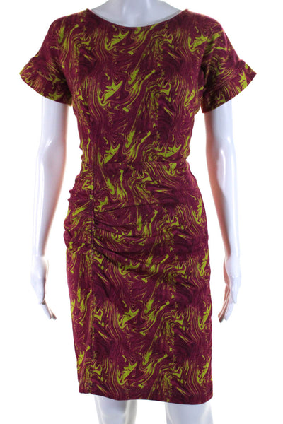 The Kit Womens Cotton Abstract Print Boat Neck Short Sleeve Dress Red Size XS