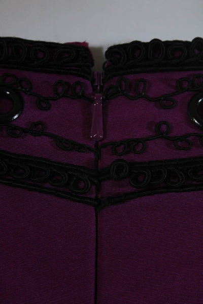 Oscar de la Renta Womens Embroidered Sleeveless Shift Dress Purple Black Size 6