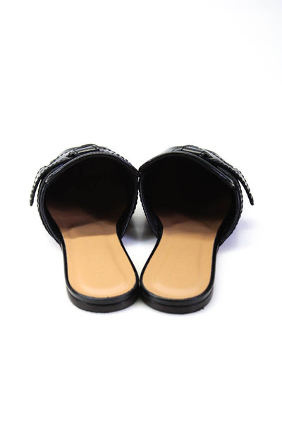 Loewe Womens Leather Tie Front Square Toe Mules Flats Loafers Black Size 39 9