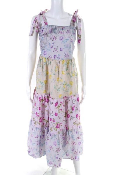 Love Shack Fancy x Target Womens Floral Poplin Tier Midi Dress Multi Size Large