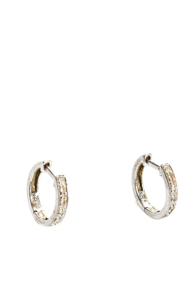Designer Women's 14k White Gold Diamond Huggie Earrings 1.55g