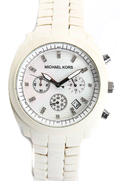 Michael Kors Women's White 43 mm MOP Dial 43mm Chronograph Quartz Watch