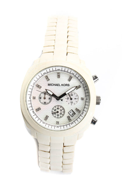 Michael Kors Women's White 43 mm MOP Dial 43mm Chronograph Quartz Watch