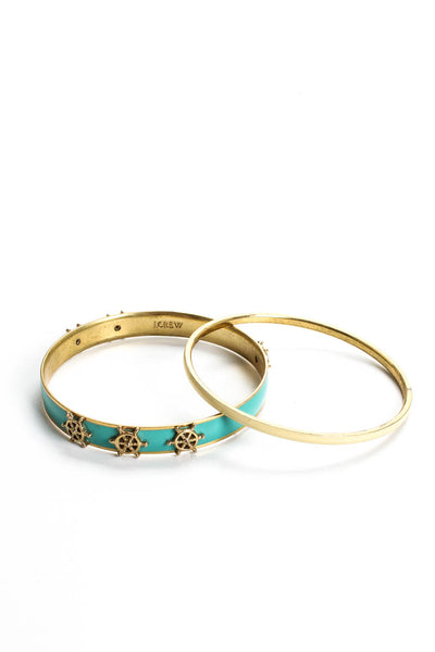 J Crew Women's Gold Tone Multicolor Ship's Wheel Bangle Set (2)  2.5"