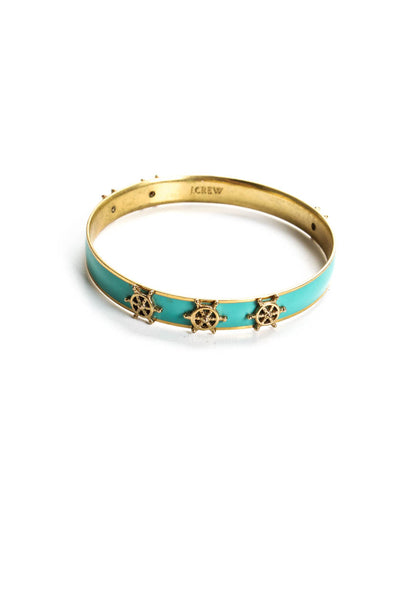 J Crew Women's Gold Tone Multicolor Ship's Wheel Bangle Set (2)  2.5"